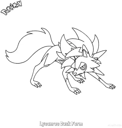 Free printable Lycanroc Dusk Form Coloring Page - Free Printable Pokemon Coloring Sheets coloring page